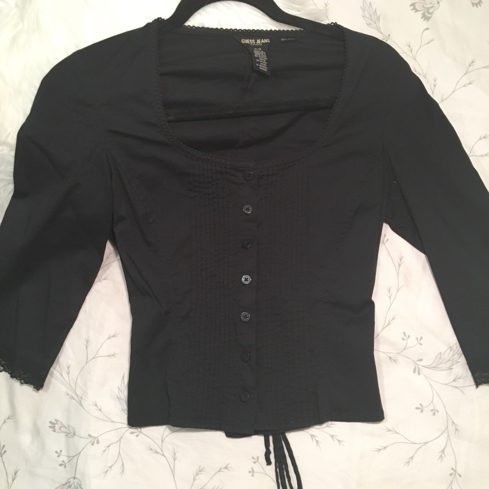 Cropped corset top with 3/4 sleeves